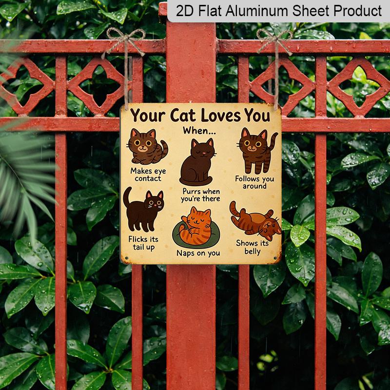 2D Flat, 1pc Vintage Pet Aluminium Metal Plaque, "Your Cat Loves You" Letter Sign, Home Wall Decor Plaque for Living Room Office Hallway, Perfect