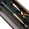 LAYANA Cutlery Luxury Gift for Celebrations and Stainless 23cm Chopsticks and Made In Taiwan Gold-Plated Set, Green, Anniversaries, SUS18/10 Steel,