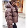 Winter Fashion Hooded Bread Short Coat for Women Pink Sweet Clothes