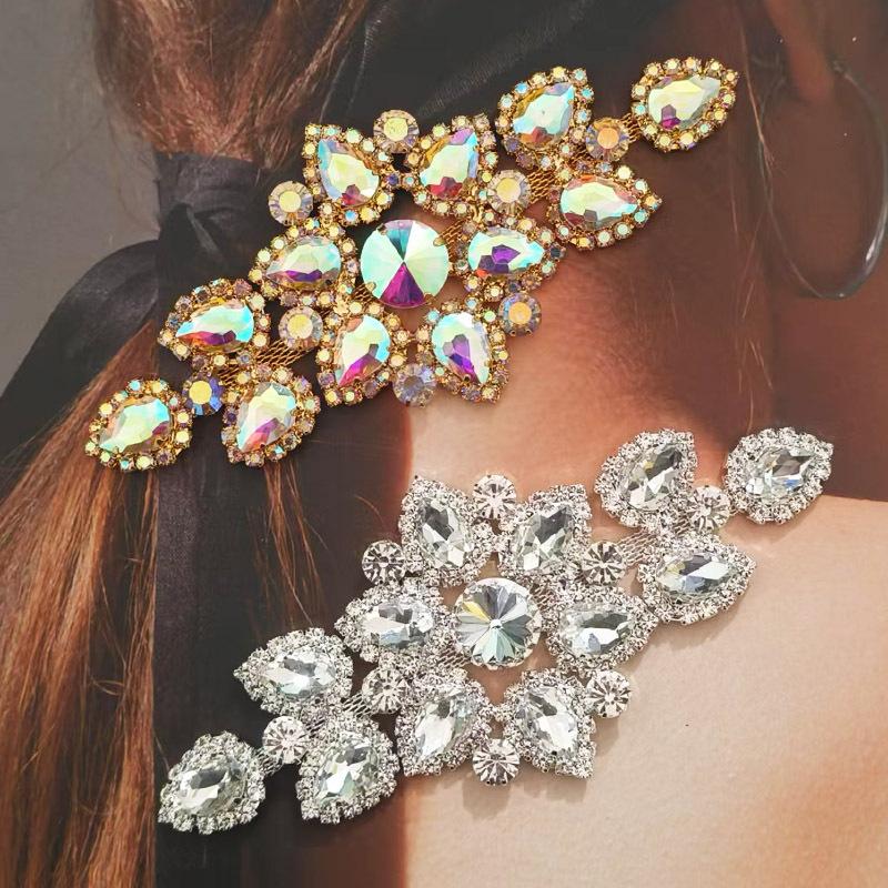 1pc Crystal AB Flatback Sew On Rhinestones Gold Silver Bottom for DIY Applique Wedding Dress Design