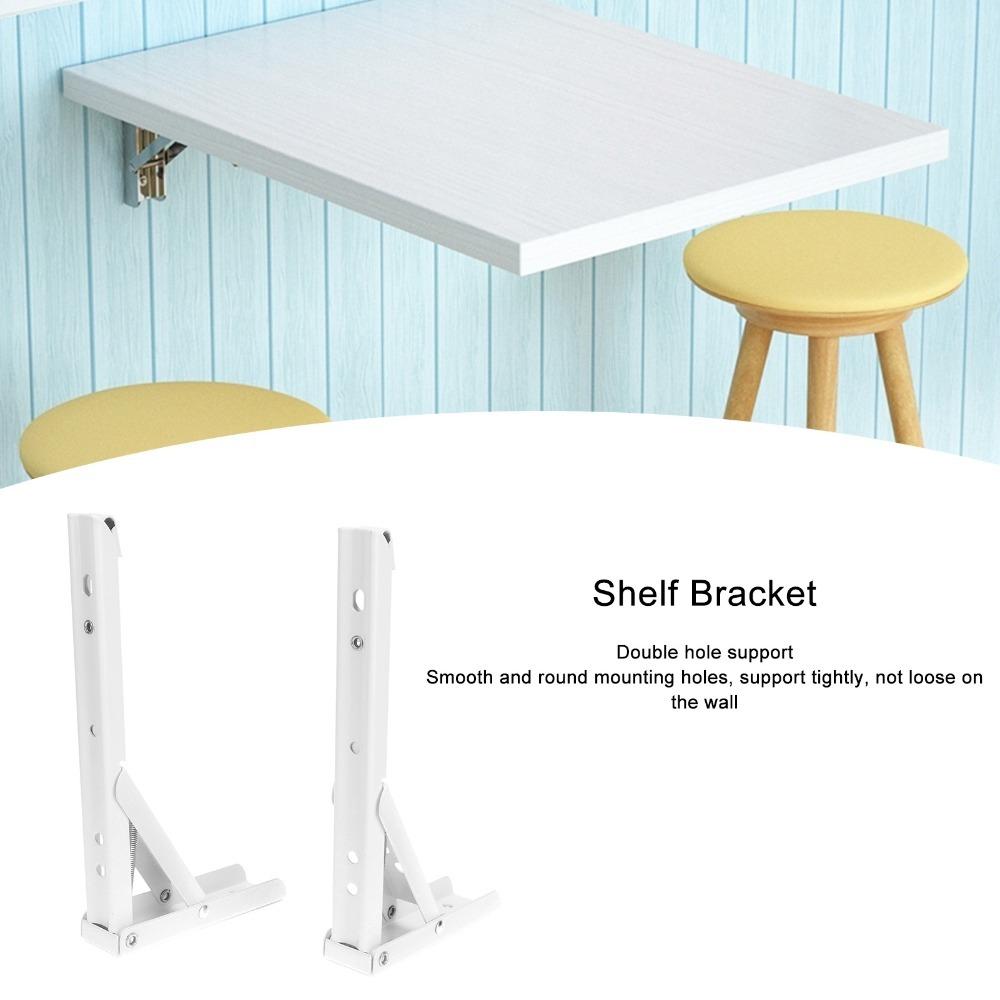 2pcs Adjustable Shelf Bracket White Folding Hinge Durable Desk Hinge Desk