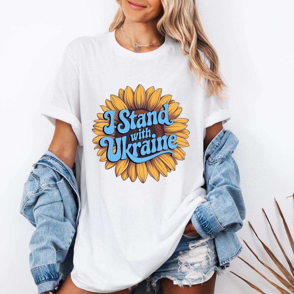 Support Ukraine Tee - I Stand with Ukraine, Unisex Shirt, Gift for Activists, Floral Graphic Tee, Ukraine Anti Putin Zelensky