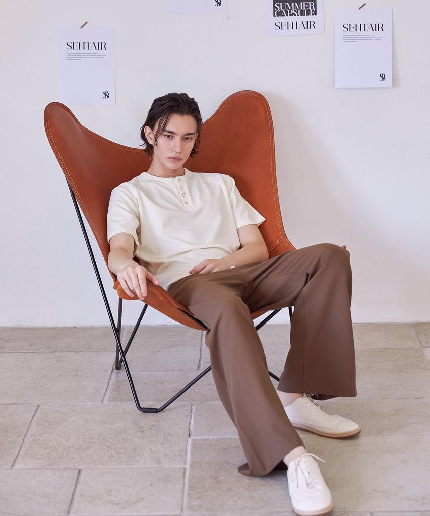 SENTAIR Contour Henley Neck Half T-Shirt _Ivory
