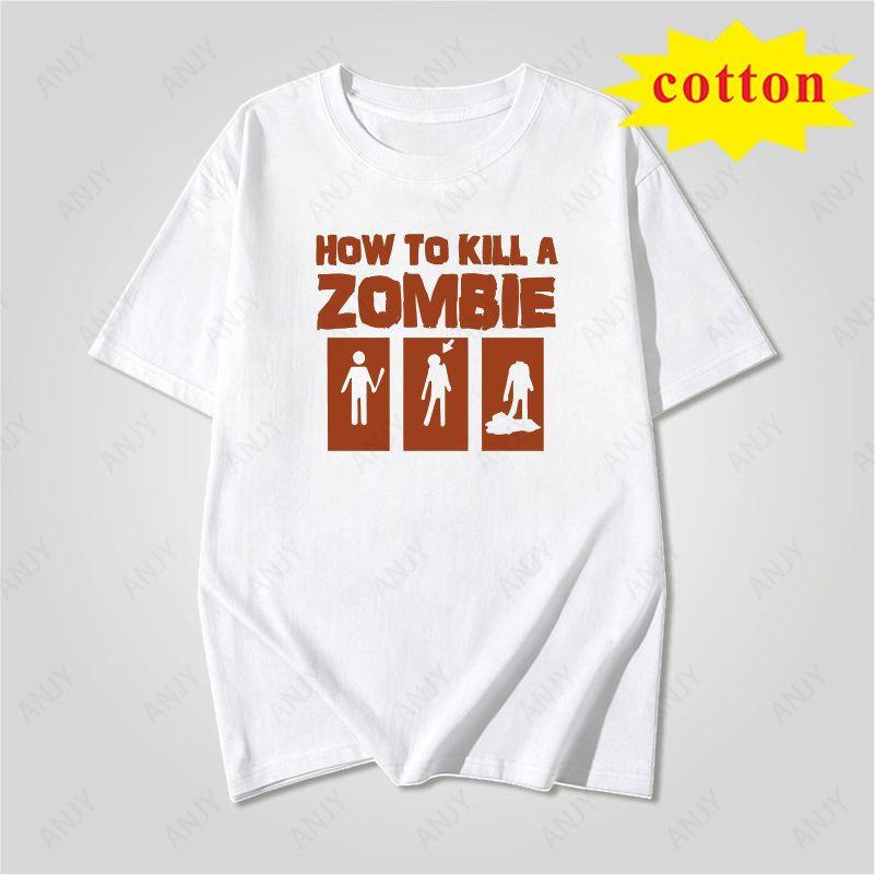Dark Style Zombie Apocalypse Text Printed Tshirt Fun Dark Style Unisex Loose Short Sleeved Shirt