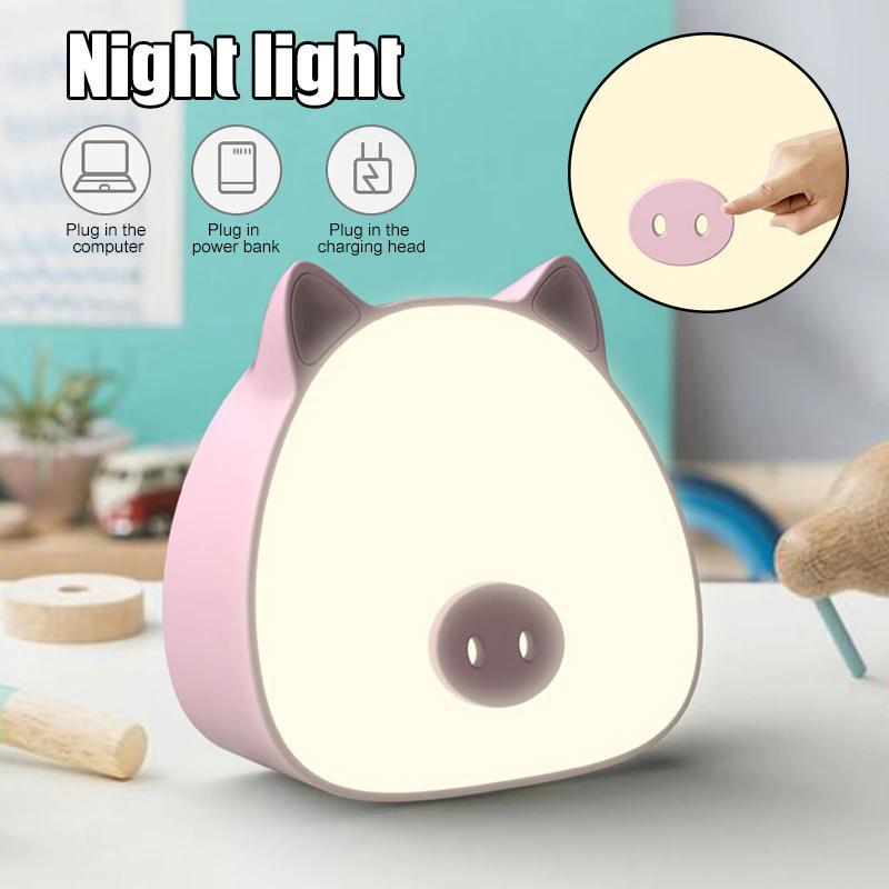 Mini Night Cute Pig Lamp with Touch Sensor Color Change Battery for Kids Bedroom Pak55 | Table Lamps