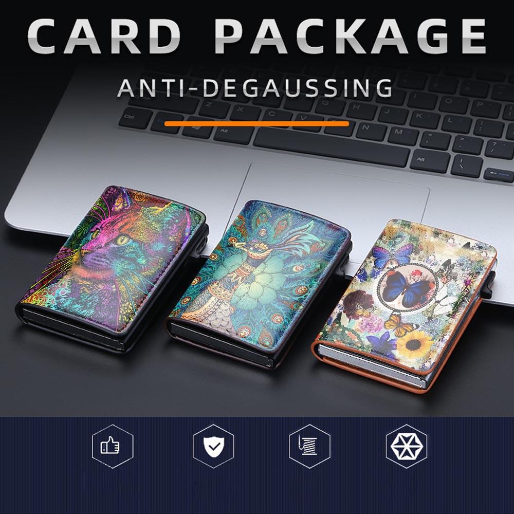 Держатель для кредитных карт с автоматическим выдвижным защитным чехлом для карт, премиальный держатель для карт, тонкий кошелек с отделением для бумажных денег