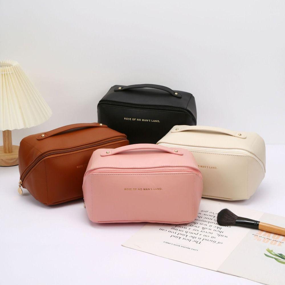 PU Leather Pillow Makeup Bag Large Capacity Travel Toiletry Bag Handheld Cosmetic Case Women