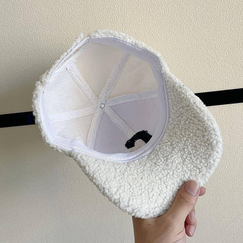 Letter Embroidery Winter Fuzzy Baseball Cap, Curved Brim Windproof Casual Dad Hat Trucker Hat for Outdoor