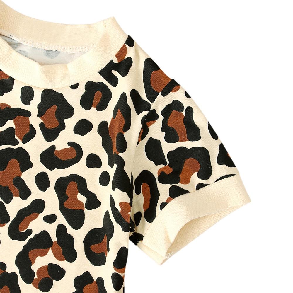 Футболка и брюки с леопардовым принтом унисекс для маленьких детей, комплект из 2 предметов, одежда