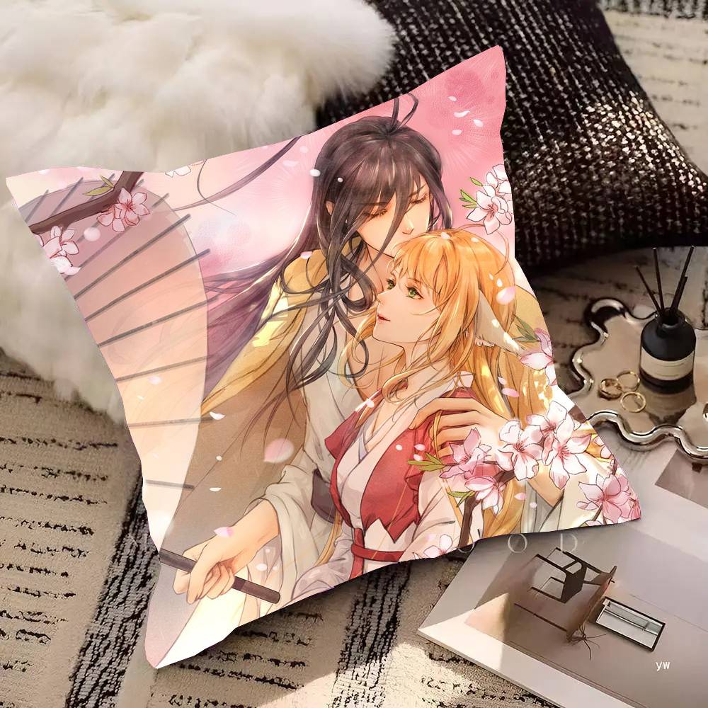Fox Spirit Matchmaker Animation Pillow Case Fashion Square Pillowcase Bedroom Sofa Room Ins Decoration Leisure
