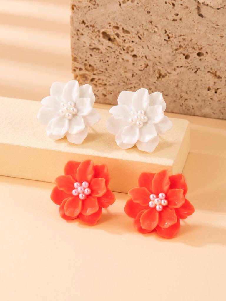 Корейский простой универсальный цвет сплошной цветок камелии искусственный жемчуг серьги-гвоздики ювелирные изделия темперамент свежие женские праздничные украшения