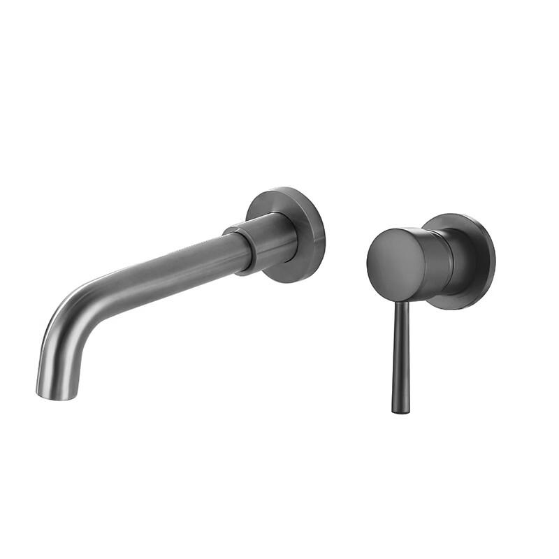 TLXT Wall-Mounted Brushed Gold Faucet with Rotating Spout