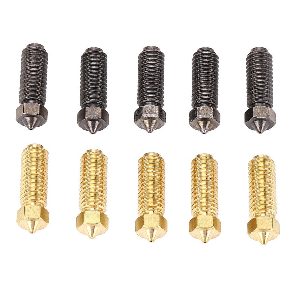 10Pcs 3D Printer Nozzles Hotend Replacement Nozzle Kit 0.4mm Brass and Hardened Steel for Kobra 3