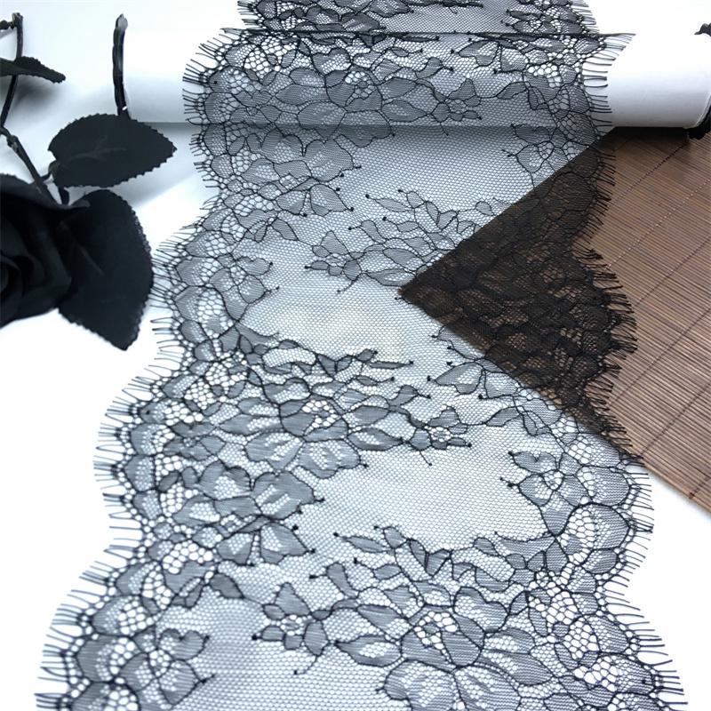 ( 2 Colors ) Chantilly Lace, 3m x 17.5cm, Non-stretch Eyelash Mesh Lace Trim for Lingerie, Bra, Underwear, Lingerie, Dress, Garment, Sewing & Crafting