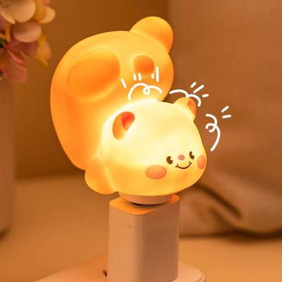 Милый Ночник USB Голосовое Управление Светодиодный Медвежонок Масло Ночник Животное Детский Ночной Светильник Диммируемый Прикроватный Ночной Светильник Милый Медведь