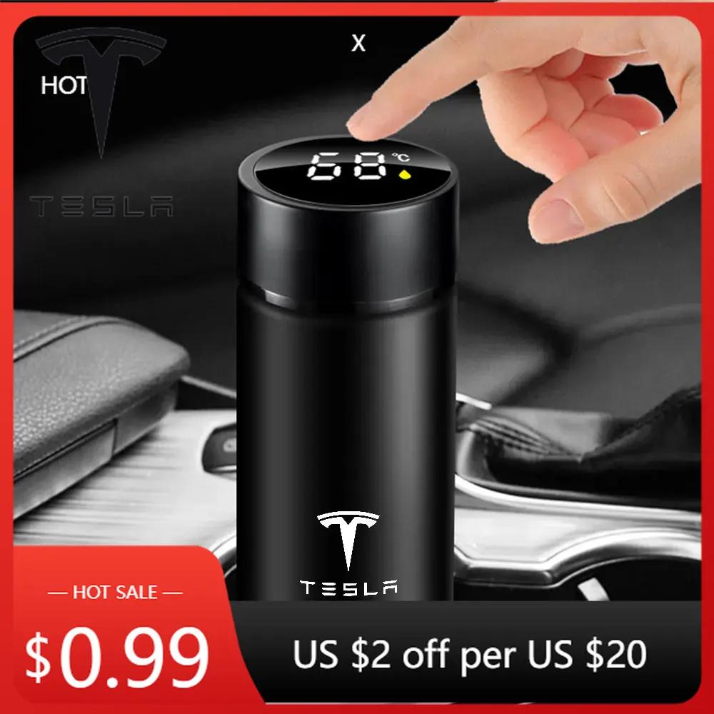 Car Sticker 2025 Hot 500ML Stainless Steel Intelligent Temperature Display LED Thermos Cup For Tesla Model 3 Y S X Cybertruck C