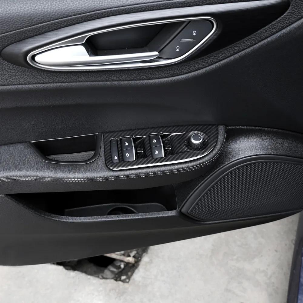 4Pcs ABS Carbon Fiber Window Lift Switch Button Frame Cover Trim For Alfa Romeo Giulia 2017 2018 2019 2020 Car Accessories LHD