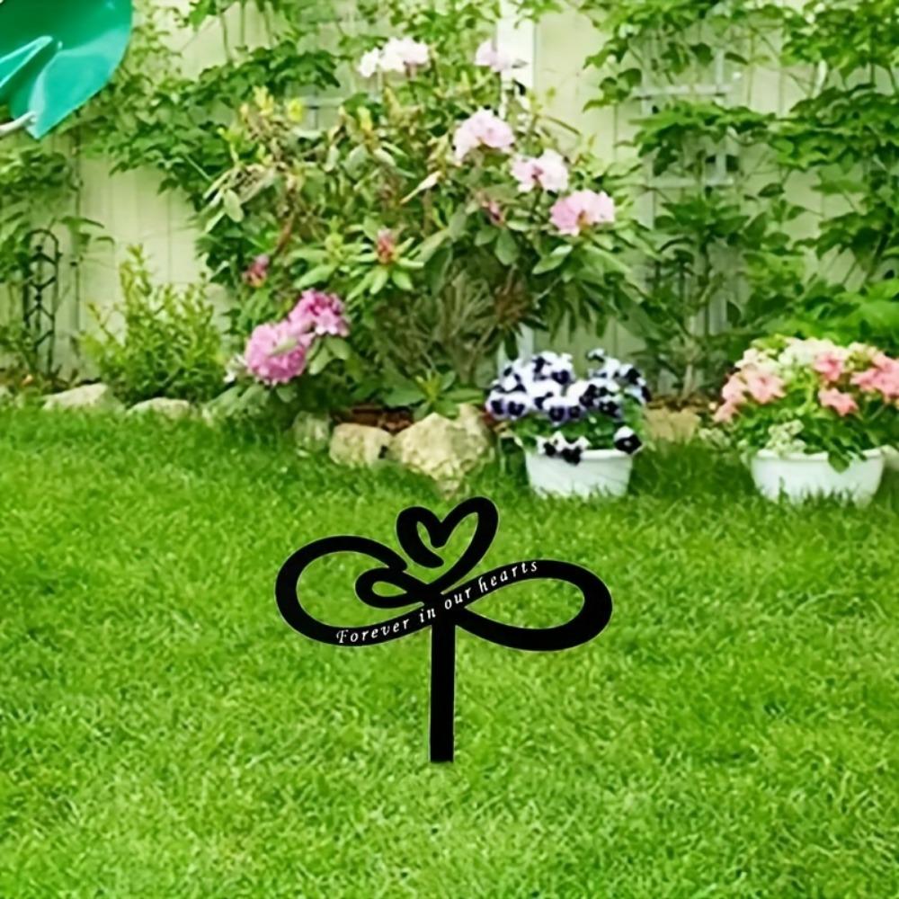 1 шт. металлическая инкрустация, мемориальный садовый столб, надгробный камень с надписью «Навсегда в наших сердцах», уличный надгробный железный указатель для двора