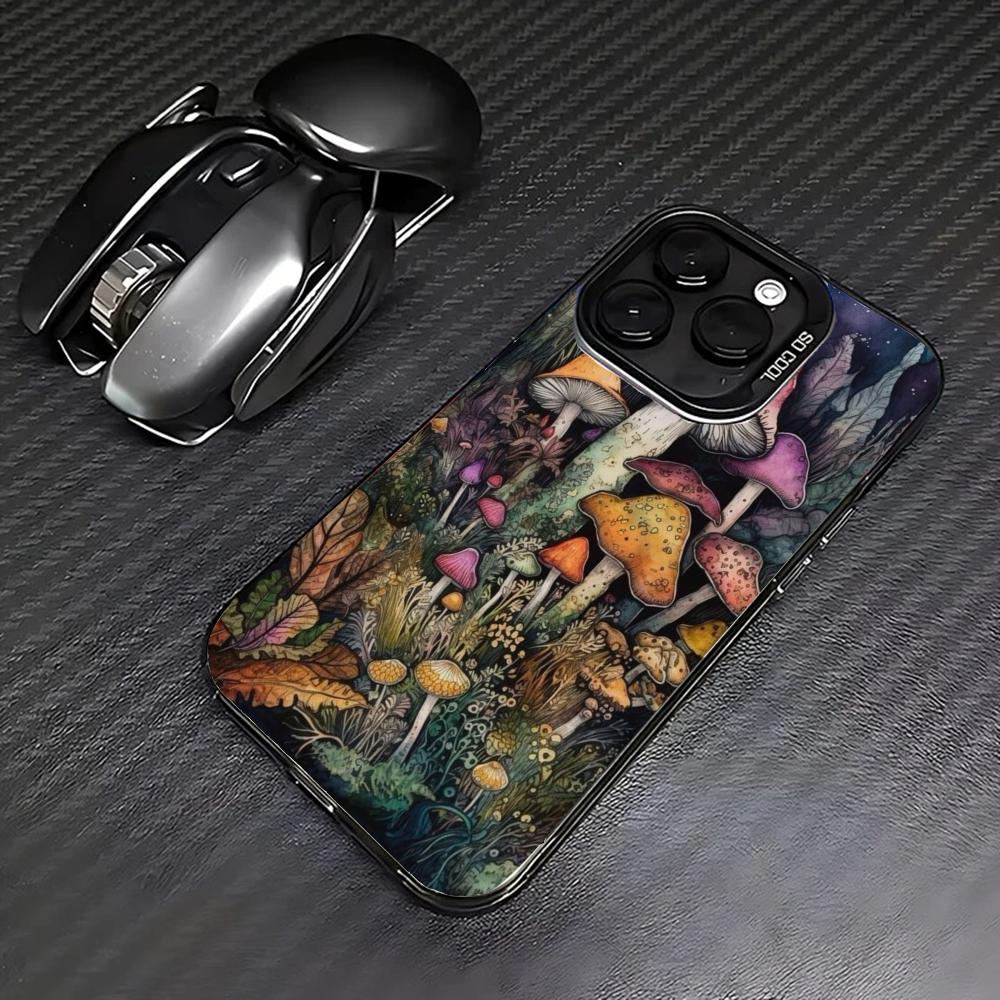 Модный дизайн с рисунком грибов чехол для телефона подходит для iPhone 17 16 15 14 13 12 11 Pro/Max/Plus ударопрочный и защищающий от падений