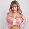 Длинные объемные волнистые синтетические парики, черный, фиолетовый, розовый, омбре, светло-персиковый розовый парик для женщин, повседневная вечеринка, косплей, термостойкий