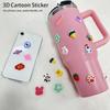 4Pcs/Pack Hard Resin Soft Rubber 3D Cartoon Sticker For Water Bottle/Phone Case/Refrigerator