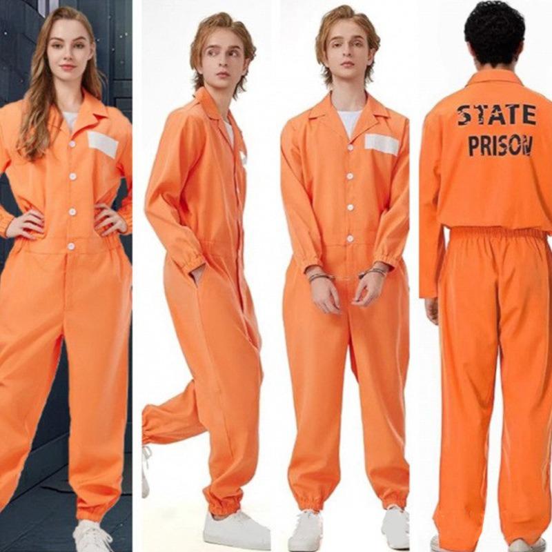 Halloween cos prisoner costume play uniform prisoner uniform prison uniform suit orange one-piece prisoner suit