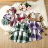 Милое клетчатое шерстяное платье для девочек со шляпой - модная универсальная юбка для детей