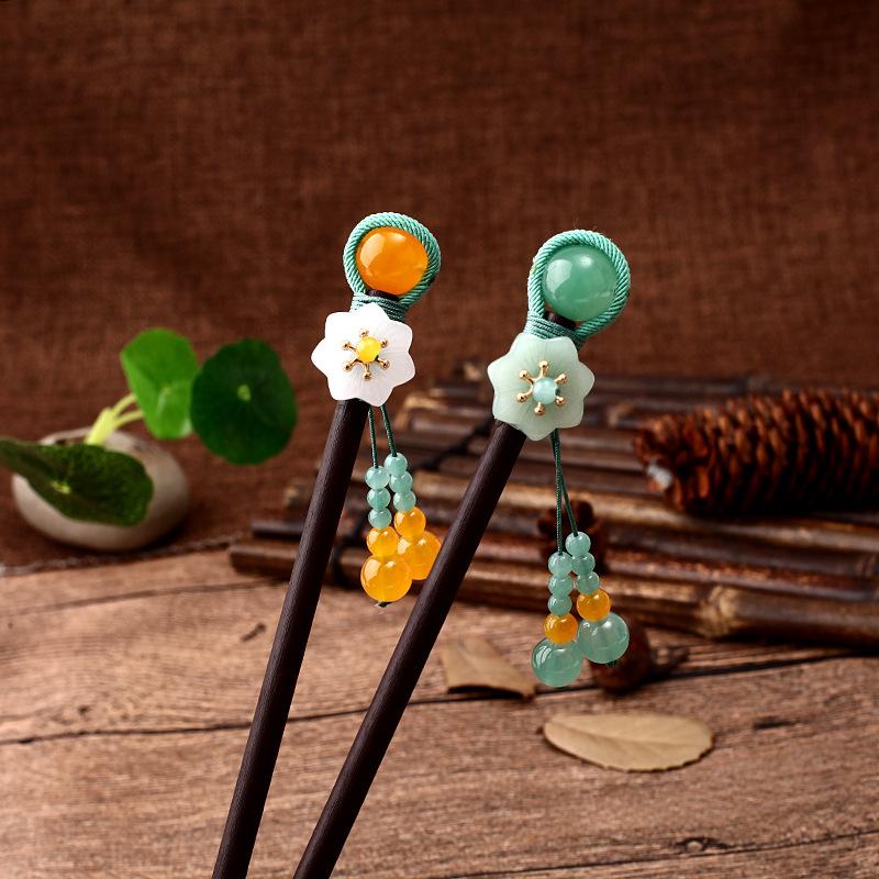 1PC Women's Hair Jewelry Wooden Hairpins Hair Stick Tassel Pendant Headdress Headwear Hair Clips