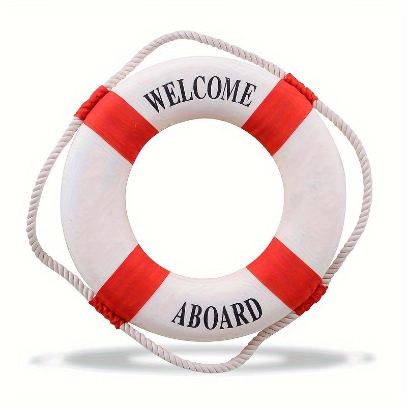 Classic Red & Blue Life Buoy Desk Decor, Nautical Ornament - Perfect for Home Office, Shelf, or Maritime Theme Room Styling