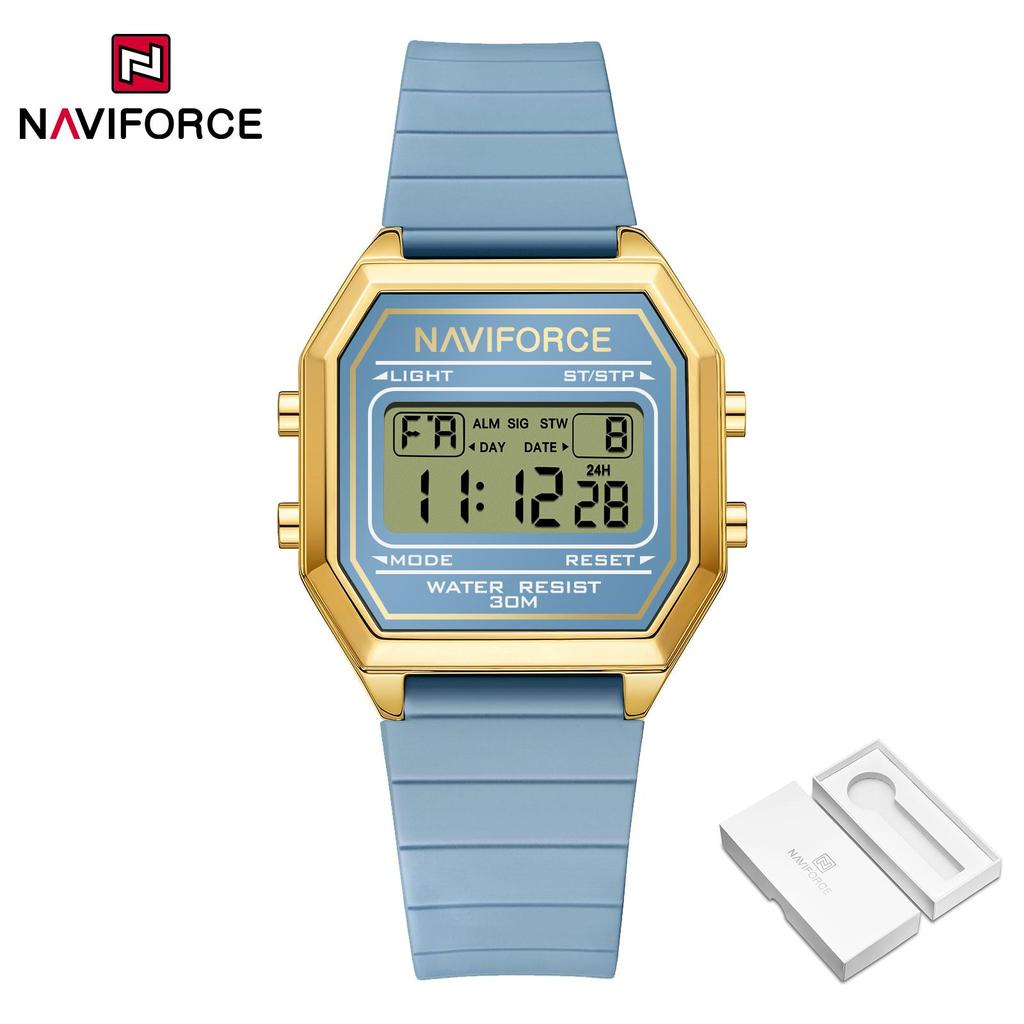 Naviforce Легкие цифровые часы для леди, женские, силиконовый ремешок, ночной узор, будильник, календарь, хронограф, водонепроницаемые, женские повседневные часы NF5063T