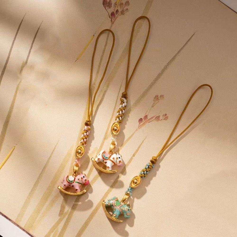 Chinese Style Zodiac Hors Phone Lanyard Anti Loss Mobile Phone Case Keychain Bag Pendant