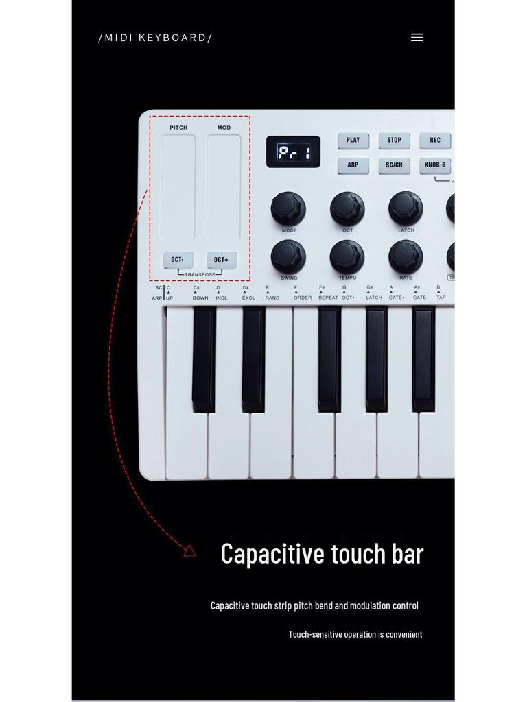 SMK-25 Portable MIDI Keyboard Controller with RGB Drum Pads