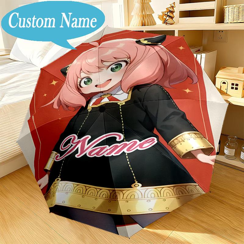 Custom Name Umbrella Adventure Cute Anya Umbrella 8-Frame for Travel, Camping, Casual Lightweight Portable, Essential for Family Gifts