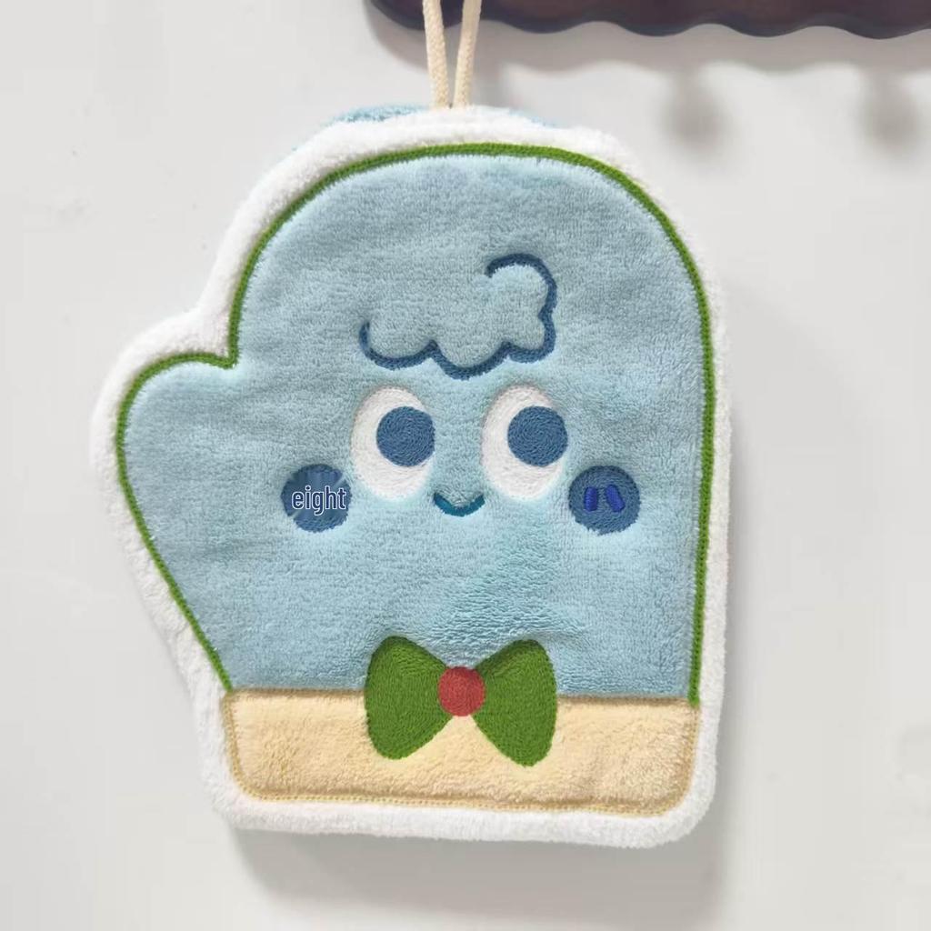 Glove-Shaped Coral Fleece Hand Towel: Soft, Thick, Absorbent, for Kitchen, Bathroom, or Children's Use.