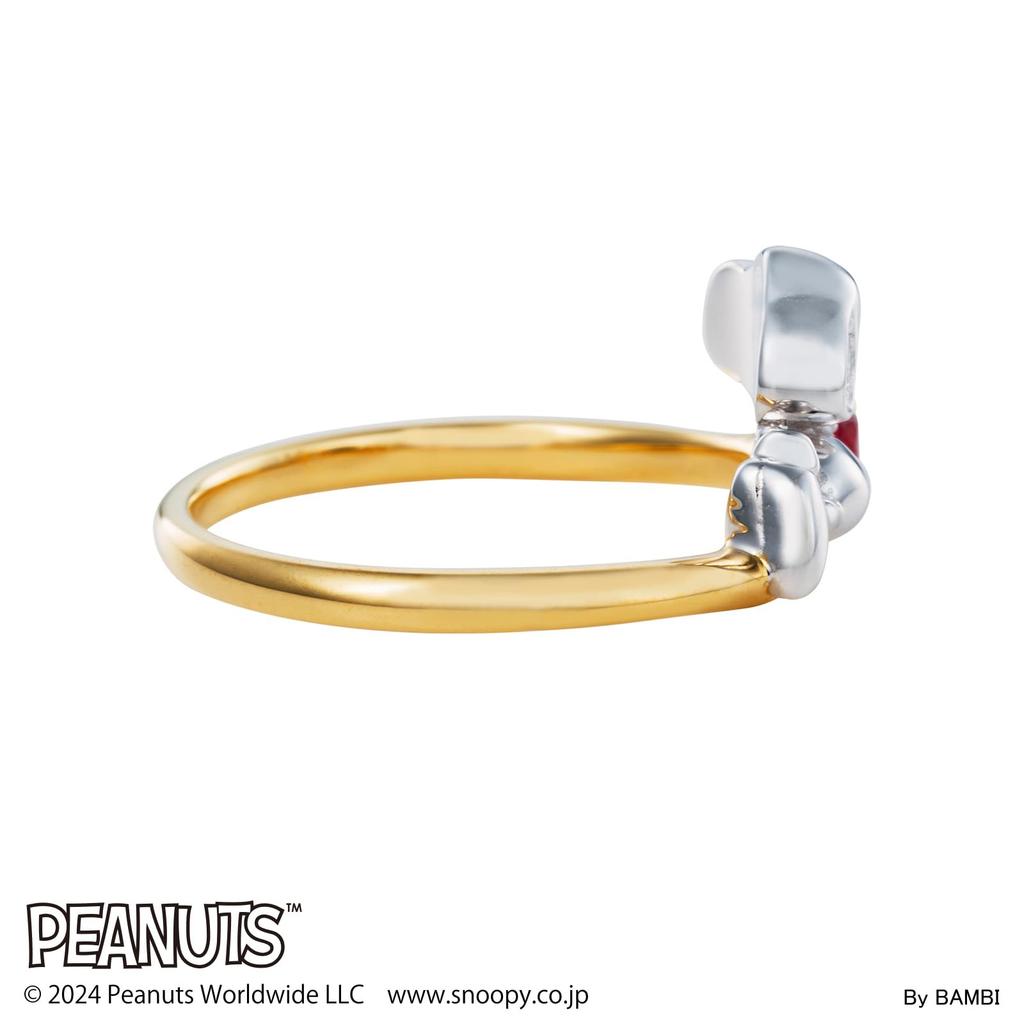 Snoopy PEANUTS Size Silver Cubic [White Clover] Women's Ring, 7-13, 925, Zirconia, PNT-R003