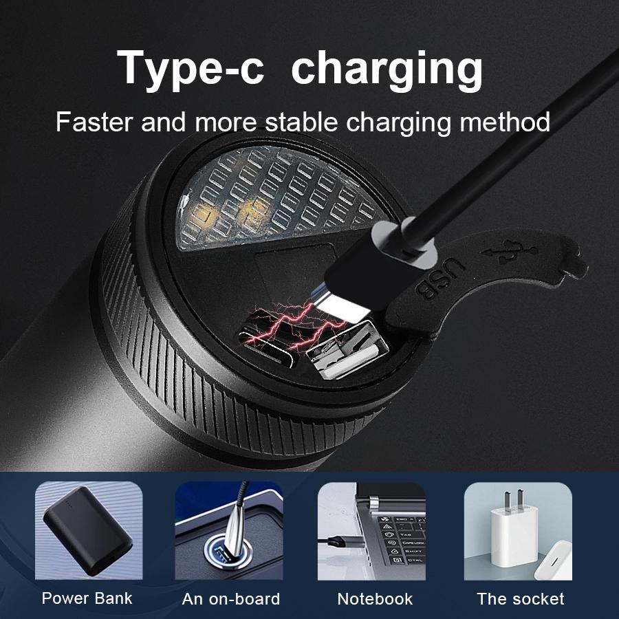 Новый светодиодный фонарик высокой мощности 600 Вт, перезаряжаемый фонарик со встроенным аккумулятором, фонарик для кемпинга, рыбалки, охоты