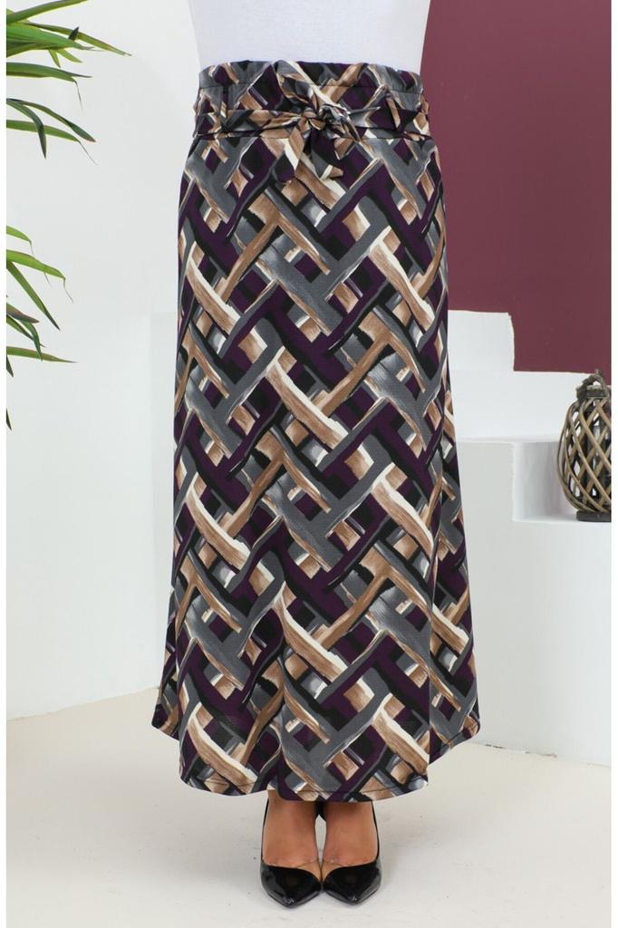 Женская стильная юбка большого размера с рисунком, расклешенная юбка с поясом