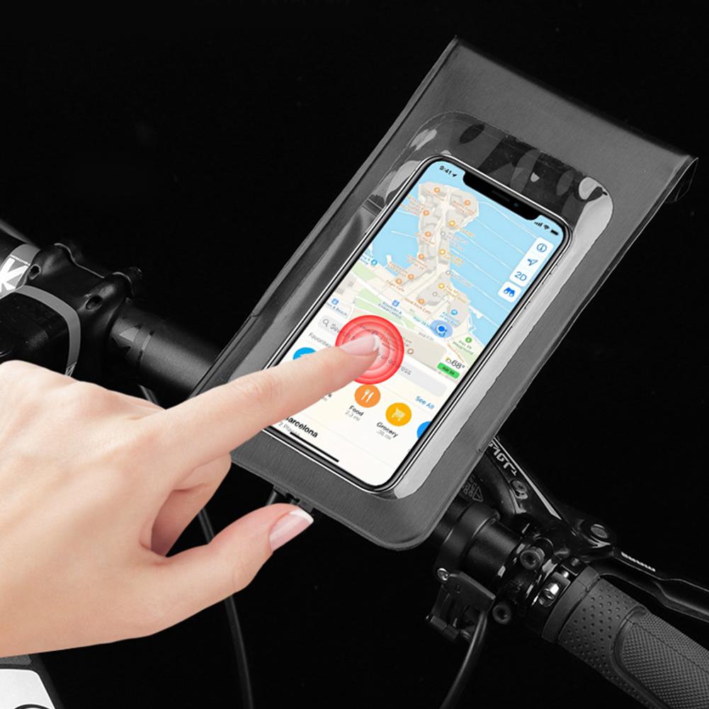 Waterproof Bicycle Handlebar Holder Bag Touch Screen Handlebar Phone Holder Bicycle Mobile Phone Holder for 4.7-6.5 Inch Phone