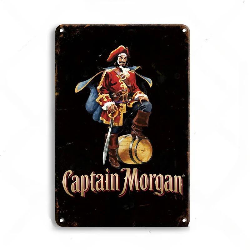 Винтажные жестяные знаки с ромом Captain Morgan, плакаты, настенный декор, ретро-металлический знак, Havana Club, Bacardi, Kraken, табличка, бар, кухня