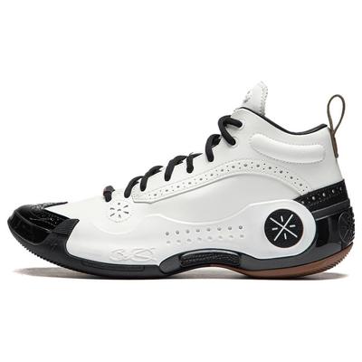 Li Ning WOW 10 Джентльменские Нескользящие Износостойкие Средние Баскетбольные Кроссовки Мужские Черно-Белые ABAS075-6