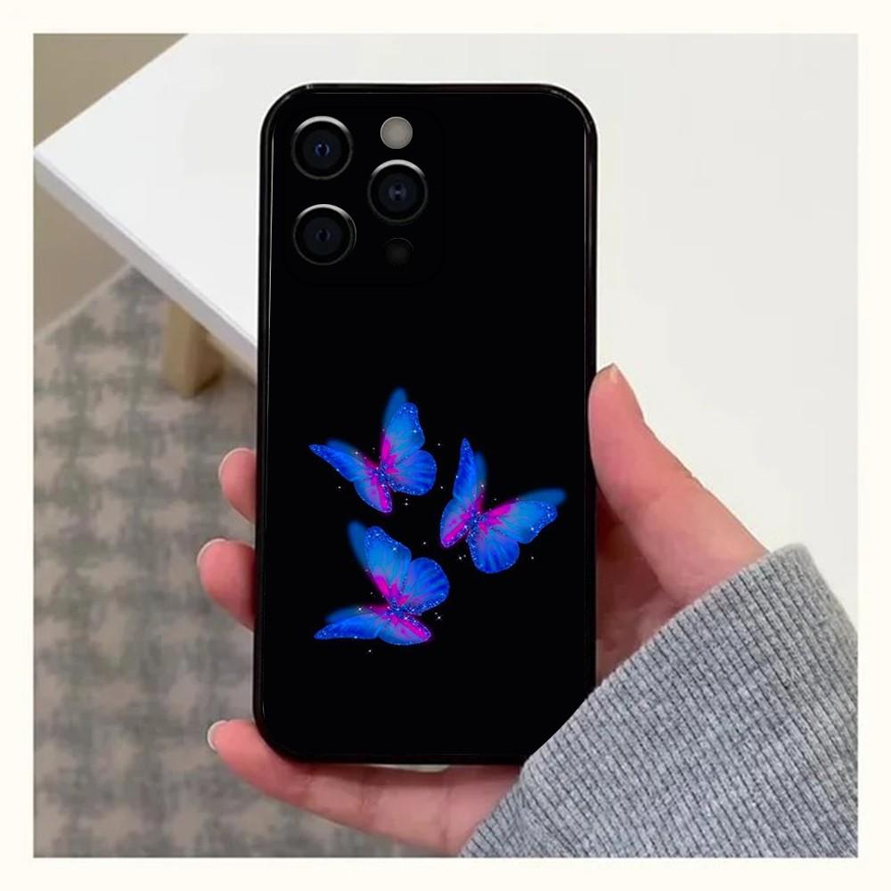 Blue Butterfly Beautiful Wing Phone Case For Apple iPhone 15,14,13,12,11,Pro,X,XS,Max,XR,Plus,Mini Soft Black Cover