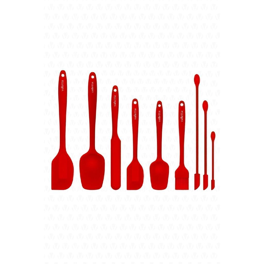 Drongo Jar Scraper Silicone Spatula Set 9 Pieces Black