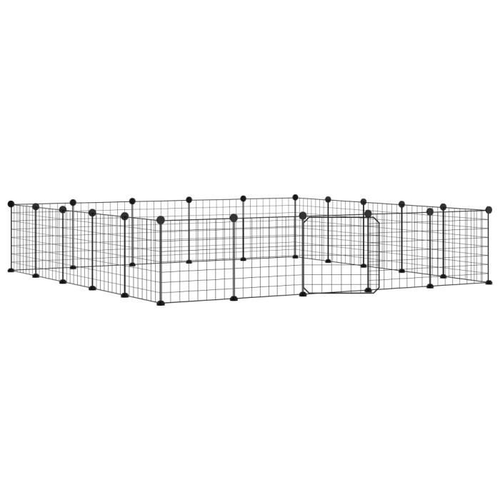 3114019 vidaXL Pet Cage with 20 Panels and Door Black 35x35 Cm