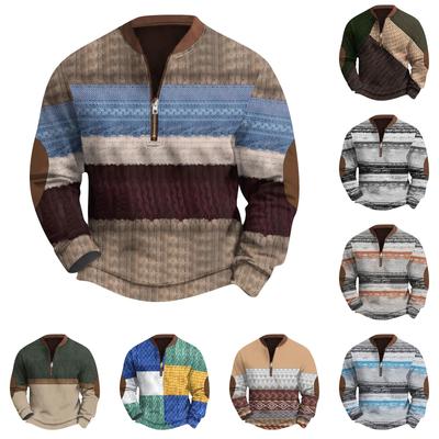 Мужская повседневная толстовка в стиле ретро с градиентным принтом