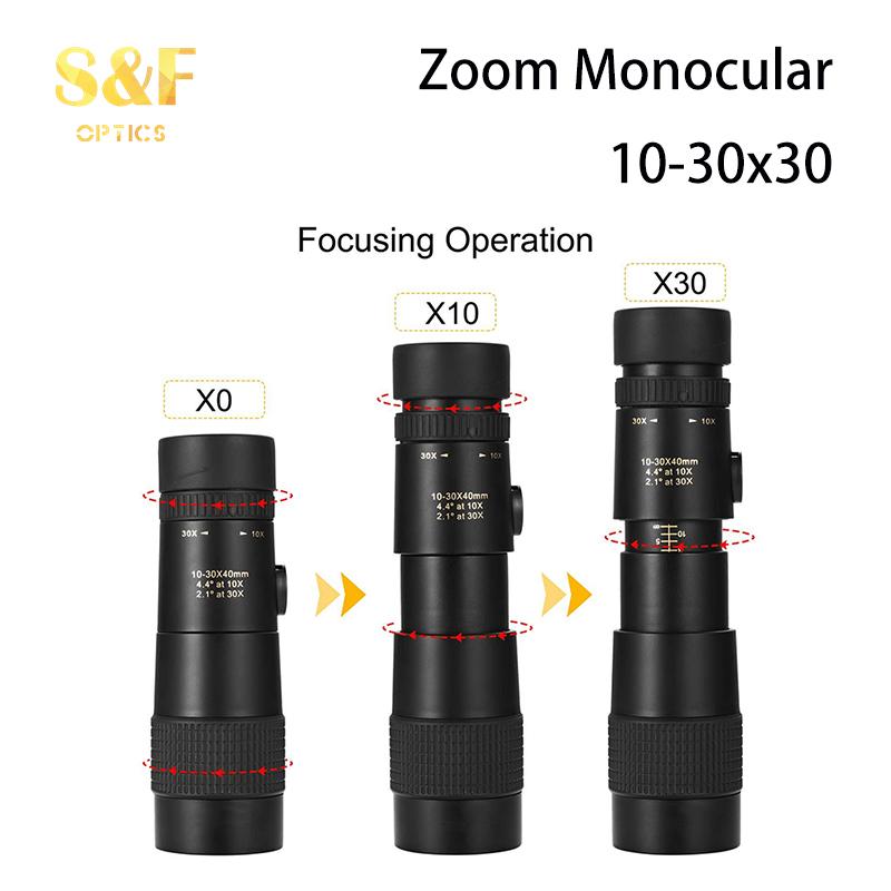 Водонепроницаемый противотуманный зум-монокуляр ночного видения 10-30x40 мм Hd монокулярный телескоп для наблюдения за птицами, охоты, пешего туризма, путешествий