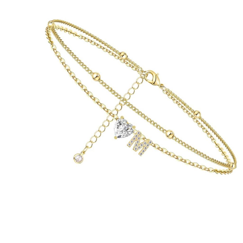 Инициал Сердце Ножной браслет Сердце Буква Ножной браслет Персонализированная монограмма Ножной браслет1 шт