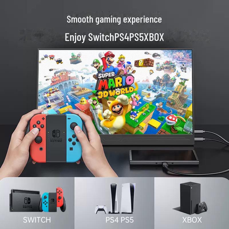 15,6-дюймовый портативный игровой монитор 1080P для Switch/Xbox/PS5/ПК/мобильных устройств