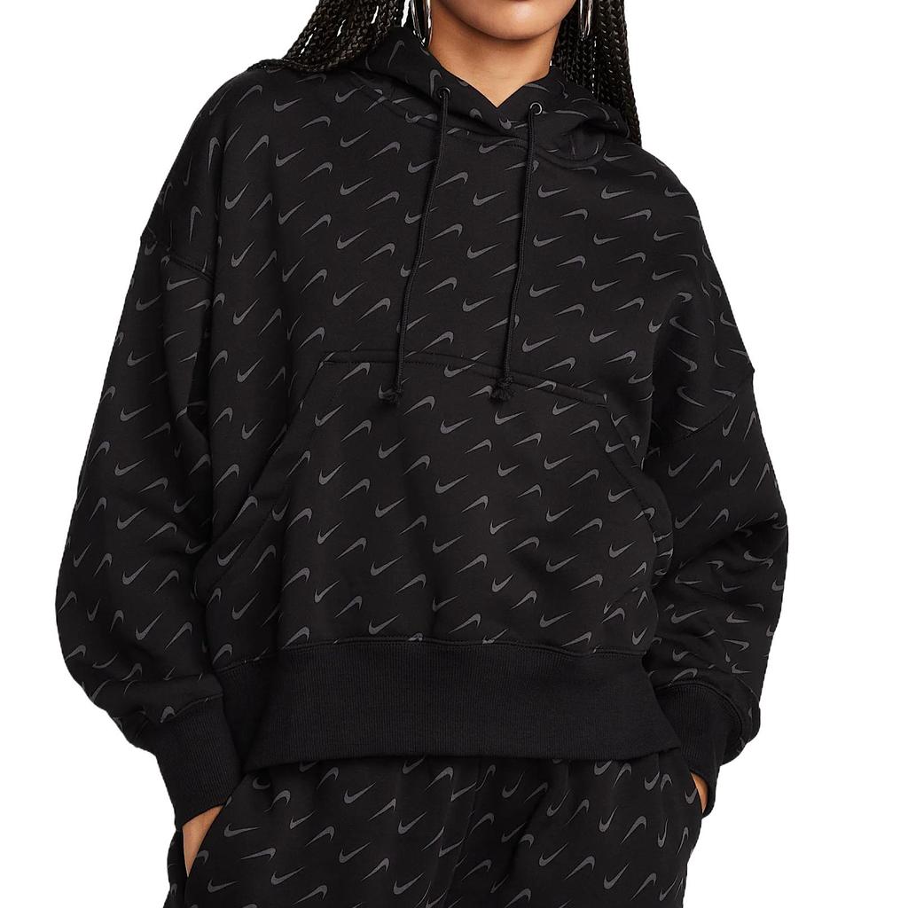 Nike SS25 Sportswear Phoenix Comfortable Stylish Simple Solid Color Hoodie With Brand Logo Print Women Hoodies Black FN3649-010