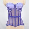 Женский сетчатый бюстье овербаст, плотно моделирующий, без бретелей, боди, утягивающий талию, свадебный, на шнуровке