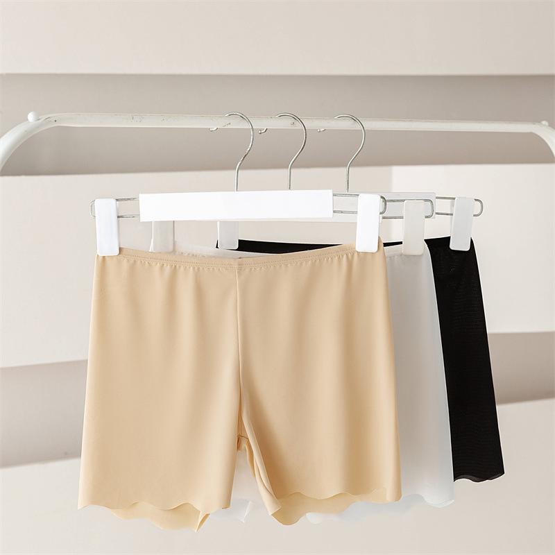 Бесшовные шорты-безопасности женские больших размеров из ледяного шелка с защитой от просвечивания и необрачивающимися краями